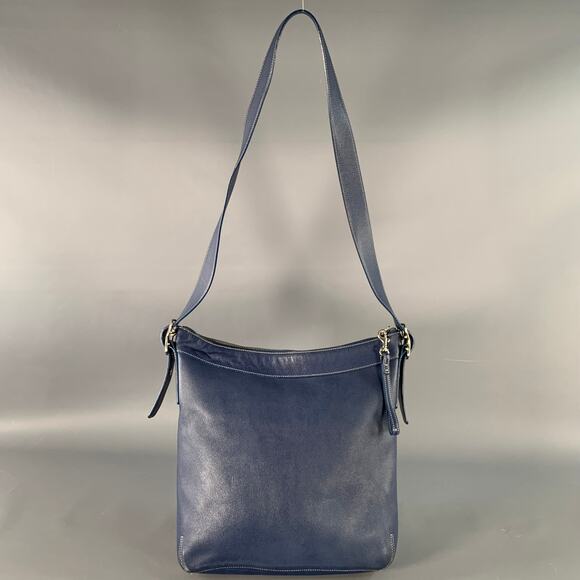 COACH Vintage Blue Contrast Stitch Leather Crossbody Handbag - Picture 1 of 9